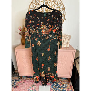 Women's Vfishshow Viemag Floral Lace Dress‎ - Green/Orange - Size XL